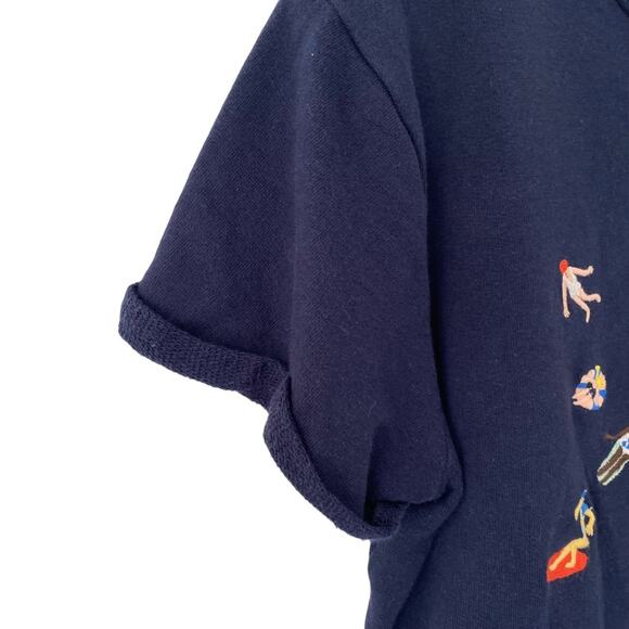 Maeve Anthropologie Riviera Dark Blue Short Sleeve Top Swimmers small - Picture 4 of 7